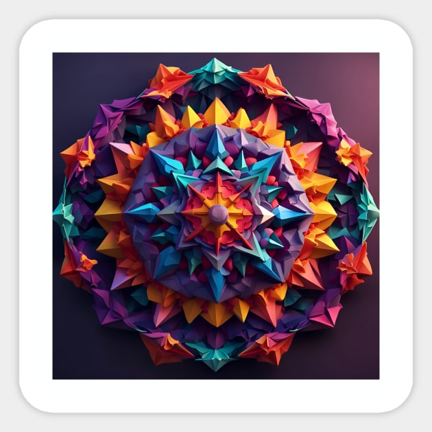 Colorful Mandala Origami Art Sticker by SmartPufferFish